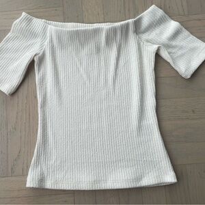 H&M Cream Ribbed Knit Top